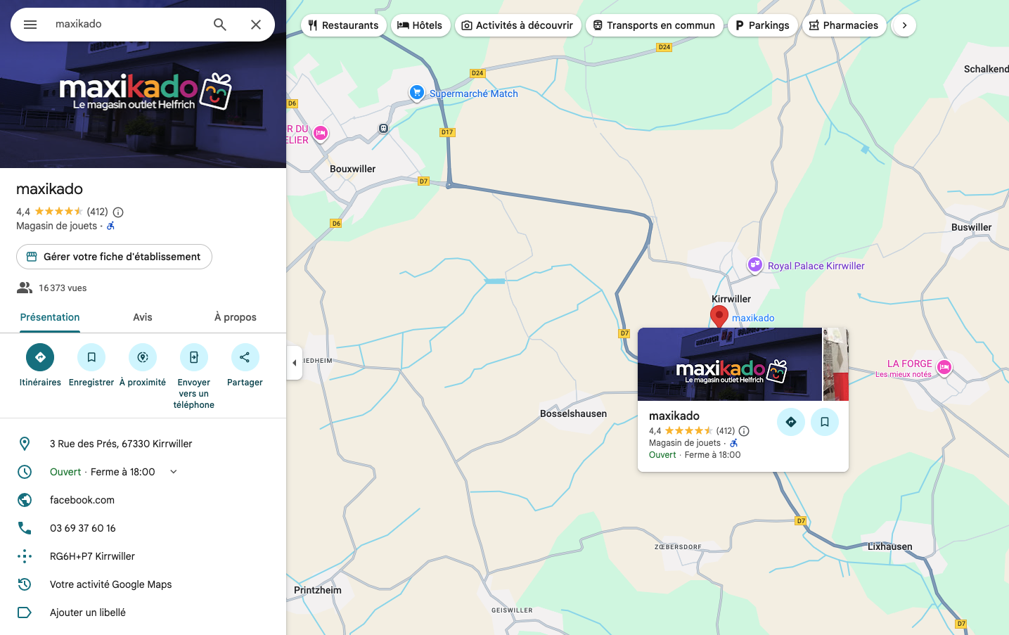 Accès au magasin maxikado